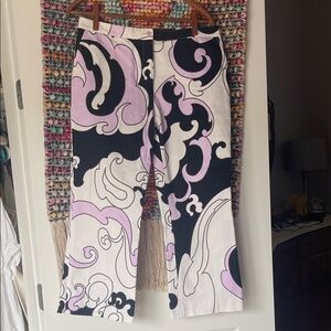 Printed Wide-Leg Pants in Black, White & Lilac